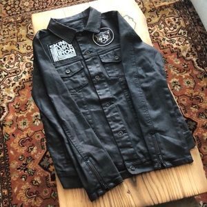 KREW small black denim jackets w/removable flair